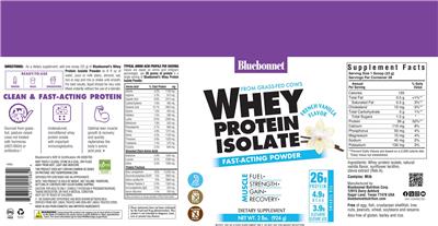 Whey Protein Isolate Powder French Vanilla Flavor label