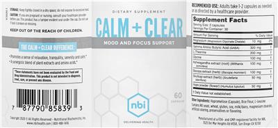 Calm + Clear label