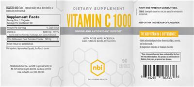 Vitamin C 1000 label