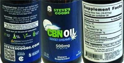CBN Oil 500 mg label