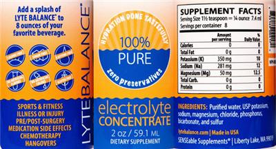 Electrolyte Concentrate label