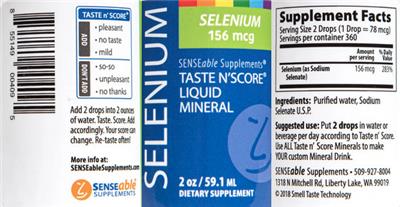 Taste N'Score Liquid Selenium 156 mcg label