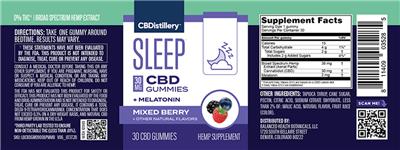 Sleep CBD Gummies 30 mg Mixed Berry label