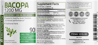 Bacopa 1200 mg label