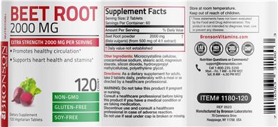 Beet Root 2000 mg label