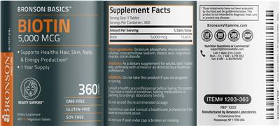 Biotin 5000 mcg label