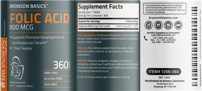 Folic Acid 800 mcg label