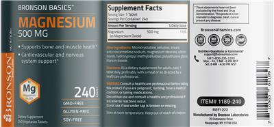 Magnesium 500 mg label