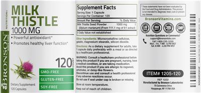 Milk Thistle 1000 mg label