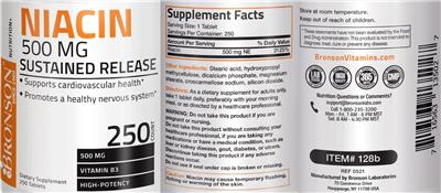 Niacin 500 mg Sustained Release label