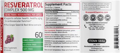 Resveratrol Complex 500 mg label