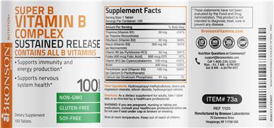 Super B Vitamin B Complex Sustained Release label