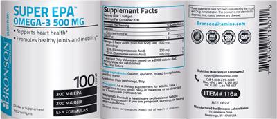 Super EPA 500 Omega-3 Fatty Acids label