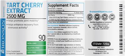Tart Cherry Extract 2500 mg label