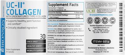 UC-II Collagen with Undenatured Type II Collagen label