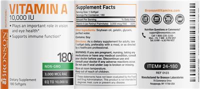 Vitamin A 10,000 IU label