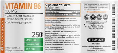 Vitamin B6 100 mg label