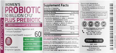 Women's Probiotic 50 Billion CFU plus Prebiotic label