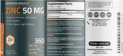 Zinc 50 mg label