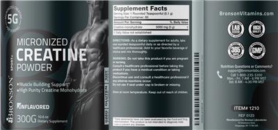 Micronized Creatine Powder Unflavored label