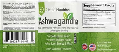 Ashwagandha 1300 mg label