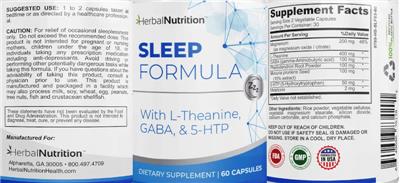 Sleep Formula label
