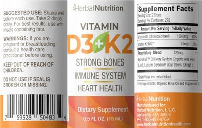 Vitamin D3+K2 label
