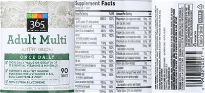 Adult Multi with Iron label