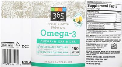Omega-3 Natural Lemon Flavor label