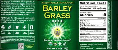 Barley Grass Juice label