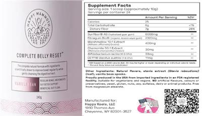 Complete Belly Reset Vanilla Bean label