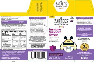 Immune Support Syrup Natural Grape Flavor label