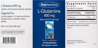 L-Glutamine 800 mg label