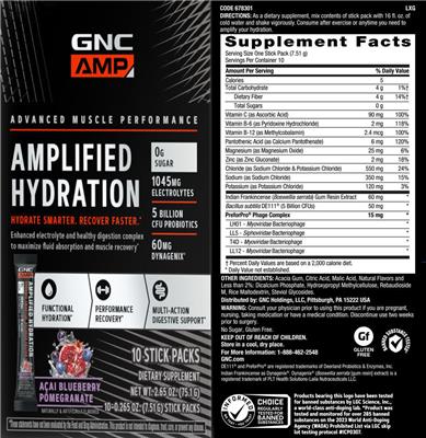 Amplified Hydration Acai Blueberry Pomegranate label