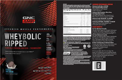 Wheybolic Ripped Cookies and Cream label