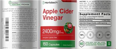 Apple Cider Vinegar 2400 mg label