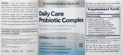 Daily Care Probiotic Complex label