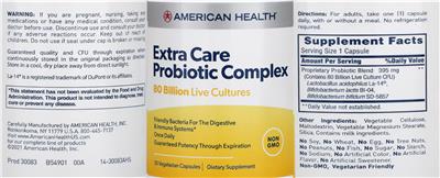 Extra Care Probiotic Complex label
