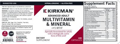 Advanced Adult Multivitamin & Mineral with 5-MTHF label