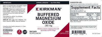 Buffered Magnesium Oxide 180 mg label