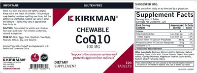 Chewable CoQ10 100 mg label
