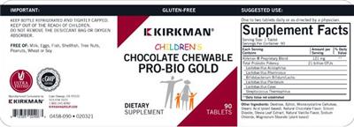 Children's Chocolate Chewable Pro-Bio Gold label