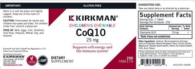 Children's Chewable Coenzyme Q10 25 mg label
