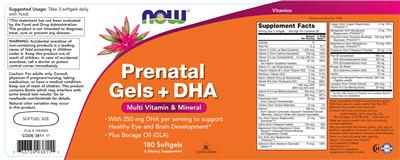 Prenatal Gels + DHA label