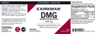 DMG (Dimethylglycine) 300 mg label