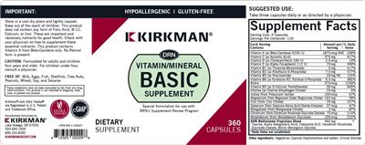 DRN Vitamin/Mineral Basic Supplement label