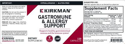 Gastromune & Allergy Support label