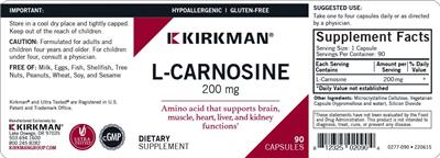 L-Carnosine 200 mg label