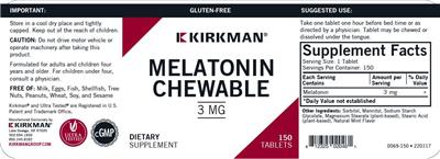 Melatonin Chewable 3 mg label