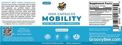 Mobility MSM Capsules 1000 mg label